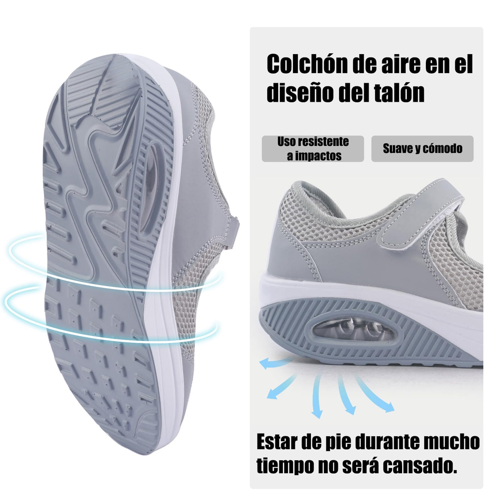 Git-up Zapatos Cómodos para Caminar para Mujeres con Correa Ajustable, Zapatos de Enfermería Casuales de Malla Transpirable Zapatillas Ligeras de Cojín de Aire 1922