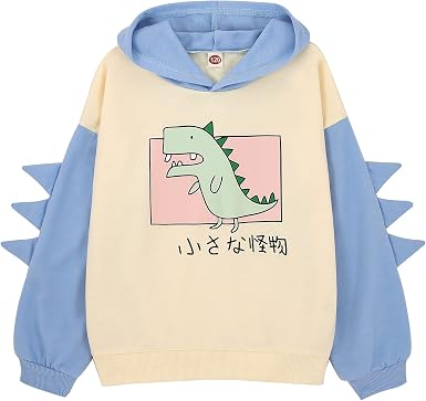 Amazon.com: Sudadera con capucha de dinosaurio para niñas, de manga larga,  con capucha de dibujos animados, para invierno, para niños : Ropa, Zapatos  y Joyería