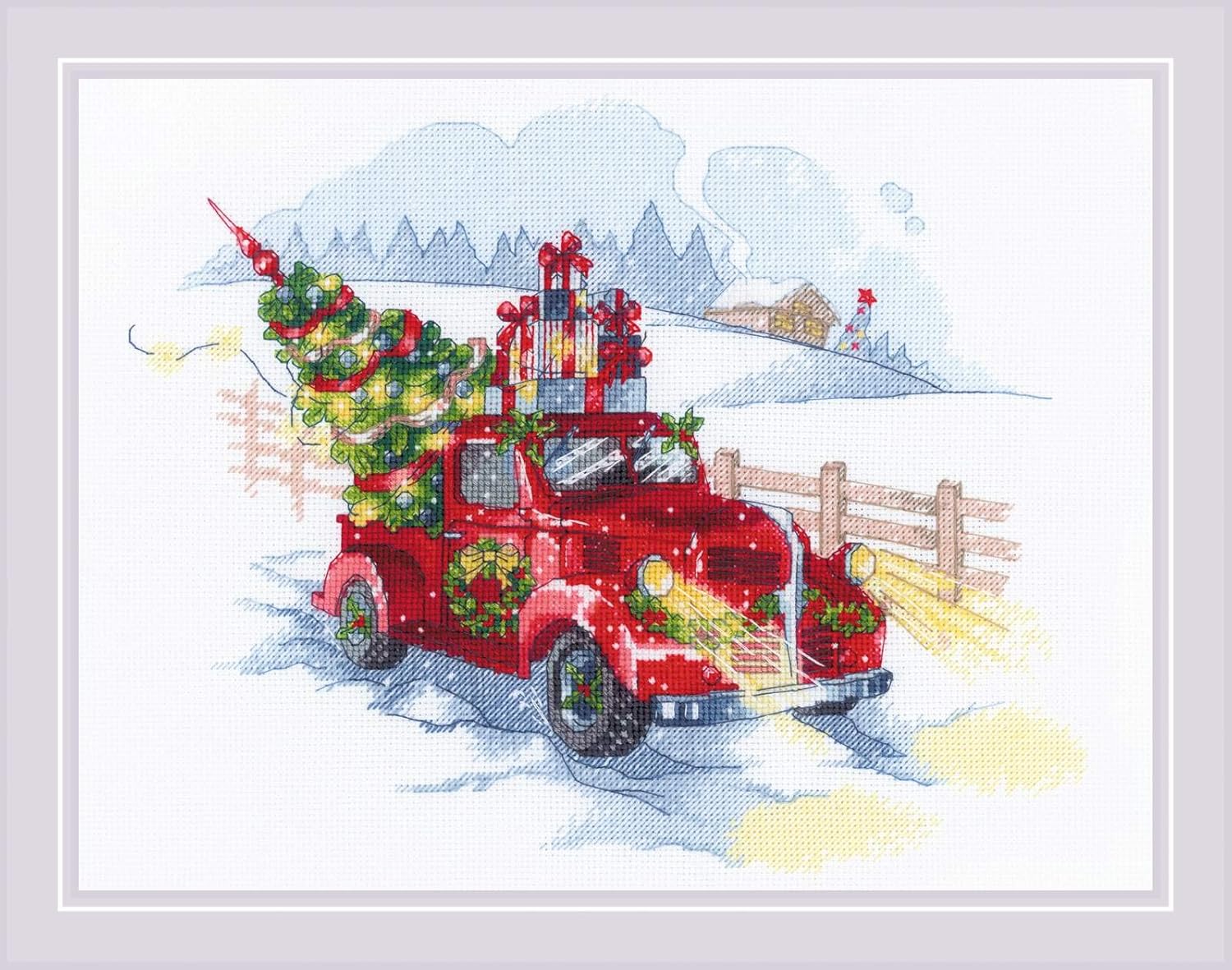 RIOLIS 1906 - to The Holidays - Counted Cross Stitch Kit 13 inchx9.75 inch 14 Count White AIDA 26 Colors,Multicolor,1906-21