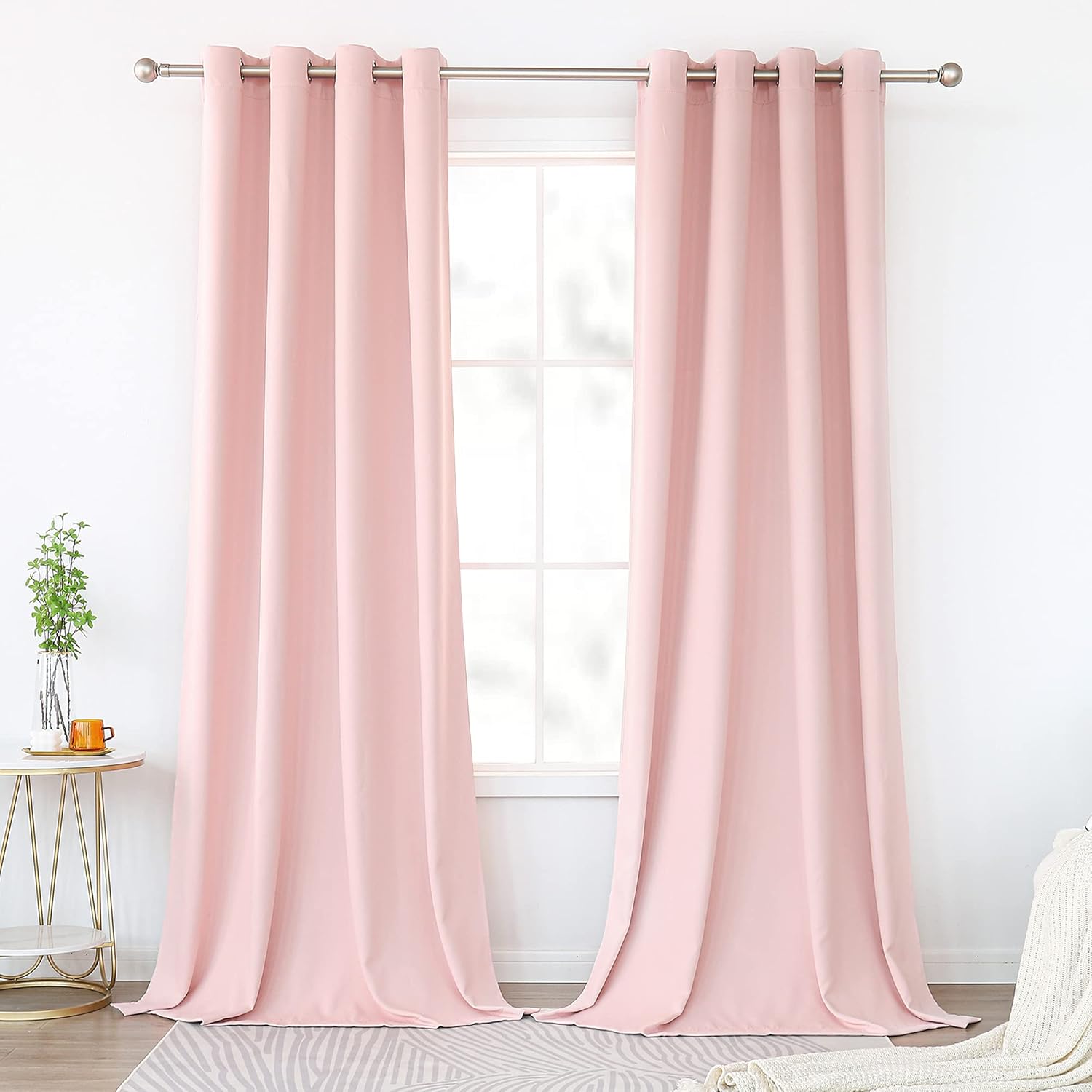 pink curtains