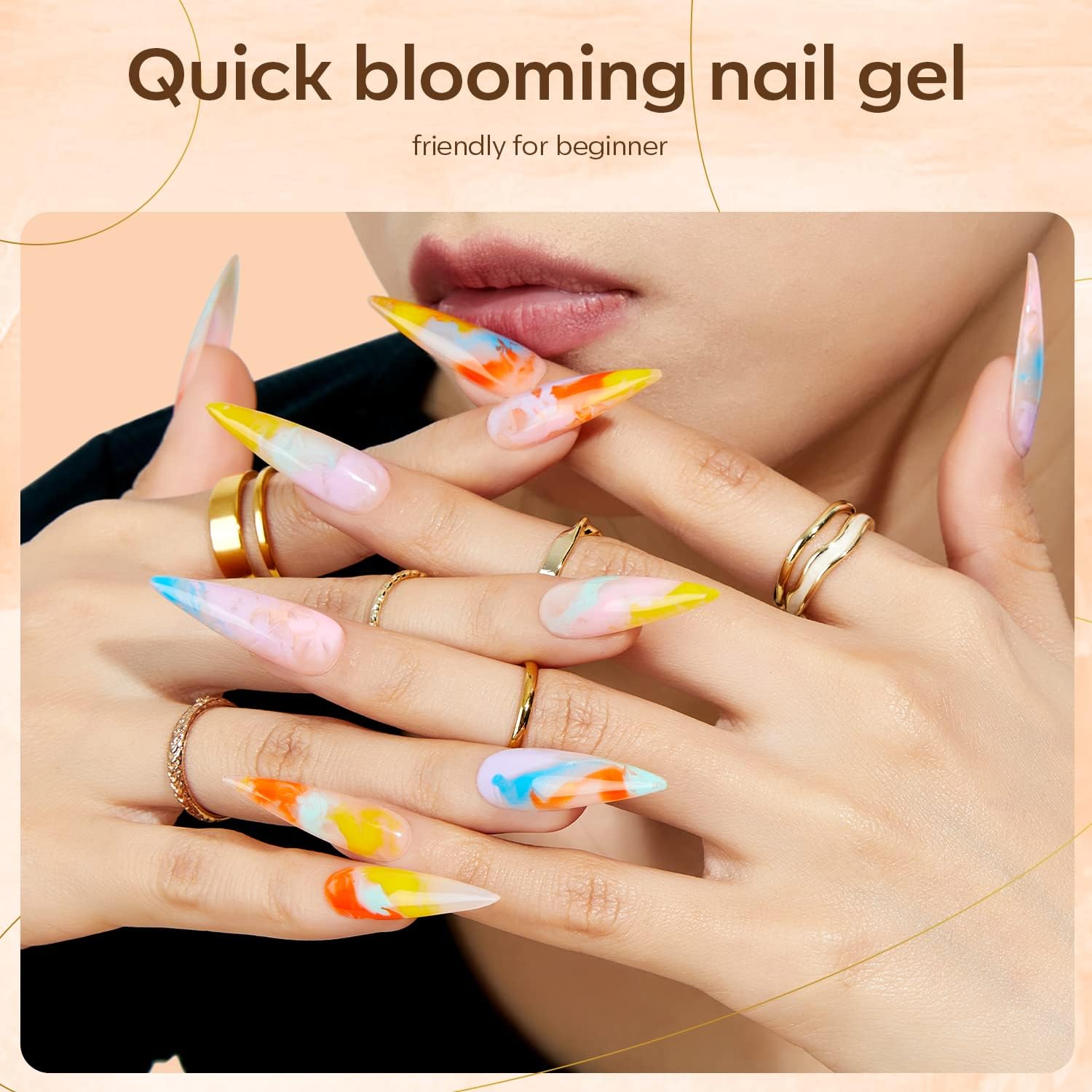 Modelones Blooming Gel Lakier do paznokci, 15 ml, manicure, marmuru, akwareli, żelowego lakieru do paznokci