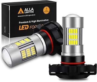Alla Lighting Super Bright 2504 PSX24W LED Fog Lights Bulbs 4014 54-SMD LED PSX24W 2504 Fog Light Bulb 6000K Xenon White LED Bulbs Replacement