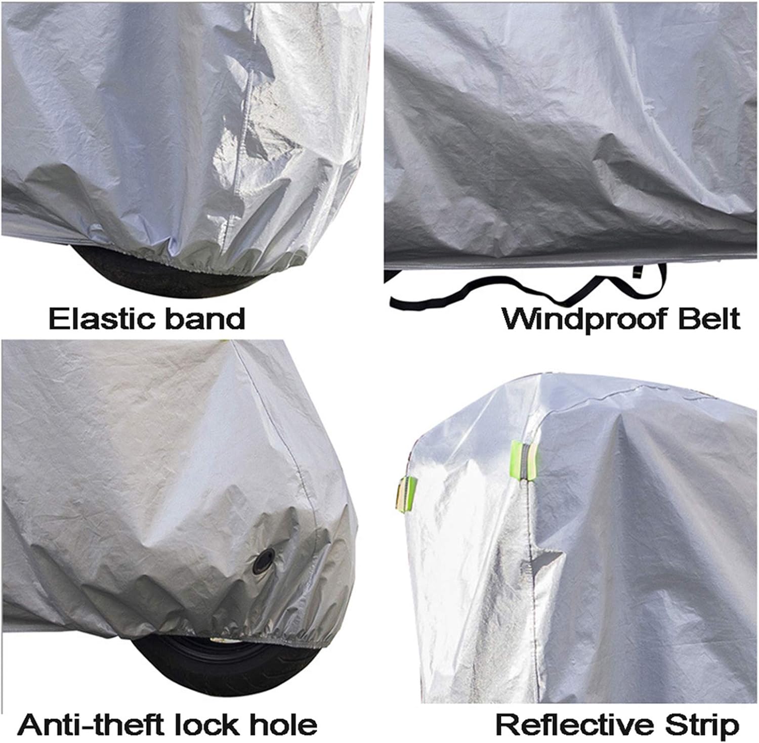 STTC Motorcycle Cover, Insulated Thicken Waterproof Protect Cover Sunproof Dustproof Rainproof Cover Motobike Scooter Cover with Lock-Holes,Silver,M