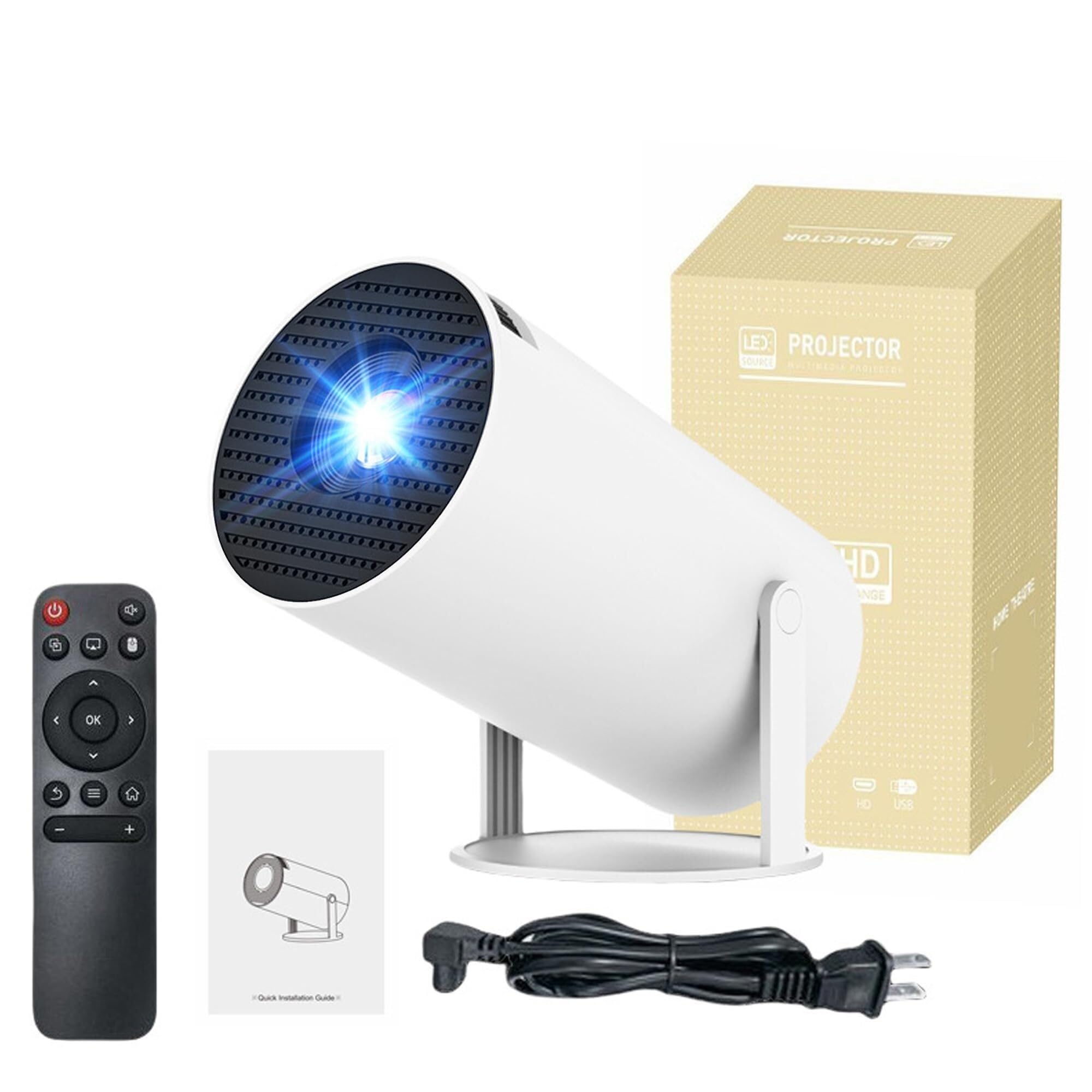 Faux Projecteur De Fenêtre – Mini Projecteur 1080P avec WiFi Et Bluetooth, Correction Automatique du Trapèze, Faible Latence Et Rotation À 180°, Vidéo Portable Intelligent