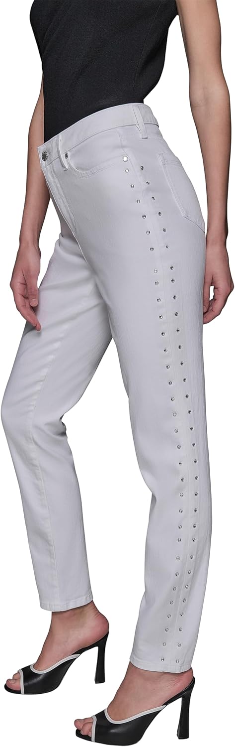Karl Lagerfeld Womens Pull on Rhinestone Sparkle Denim - Image 3