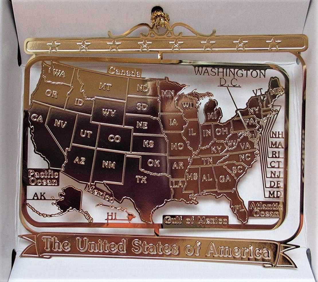 U.S.A. Brass Christmas ORNAMENT America 50 States USA Souvenir Gift