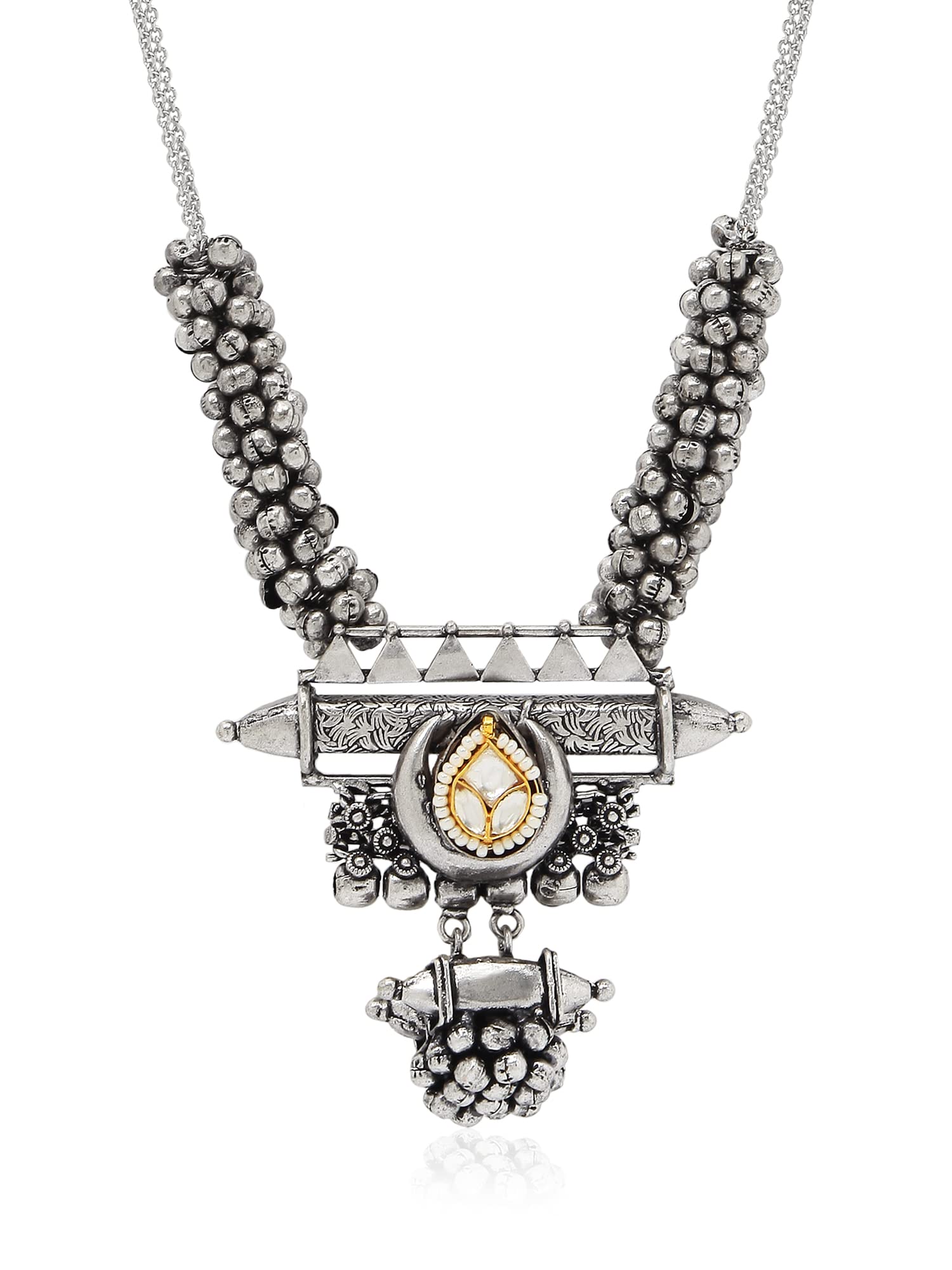 I Jewels Navratri Ethnic German Silver Oxidised Stylish Antique Long Necklace Jewellery for Women & Girls (MC087OX) (B09Y26HXSV) Amazon Price History, Amazon Price Tracker