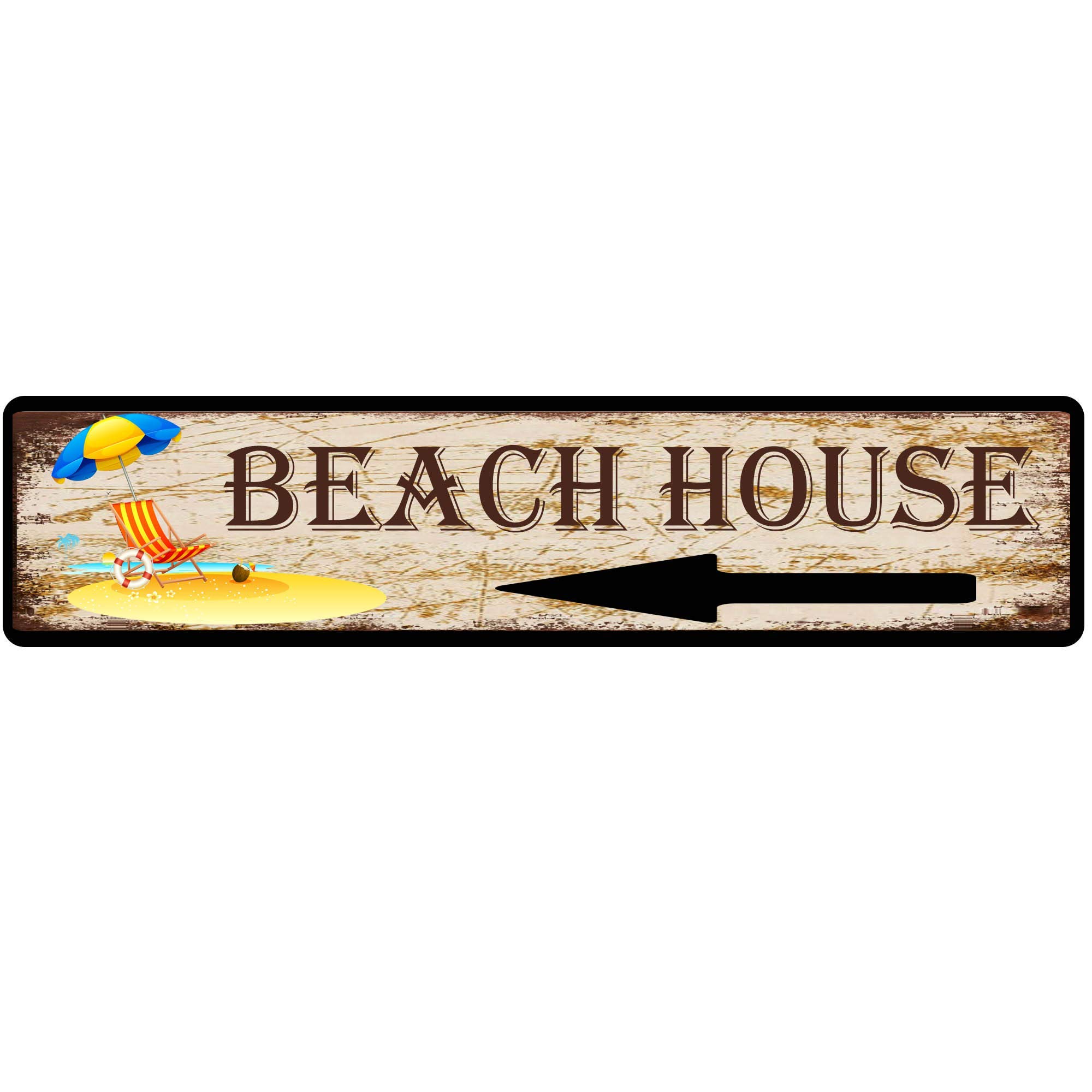 Beach House Retro Tin Signs Aluminum Metal Sign for Kitchen Home Garden Wall Bar Cafe Decor 4x16 Inch