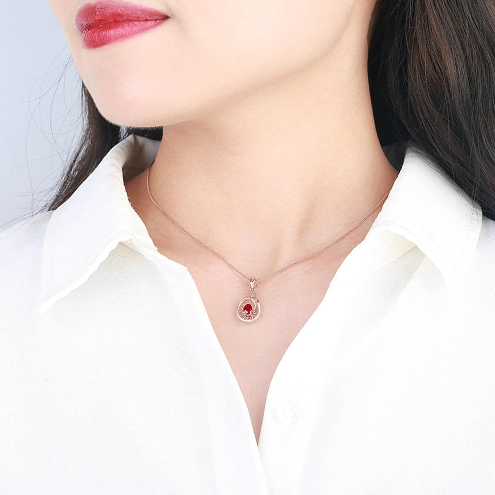 Collar para mujer de oro rosa 375 585 750 concha de mar con rubí de
