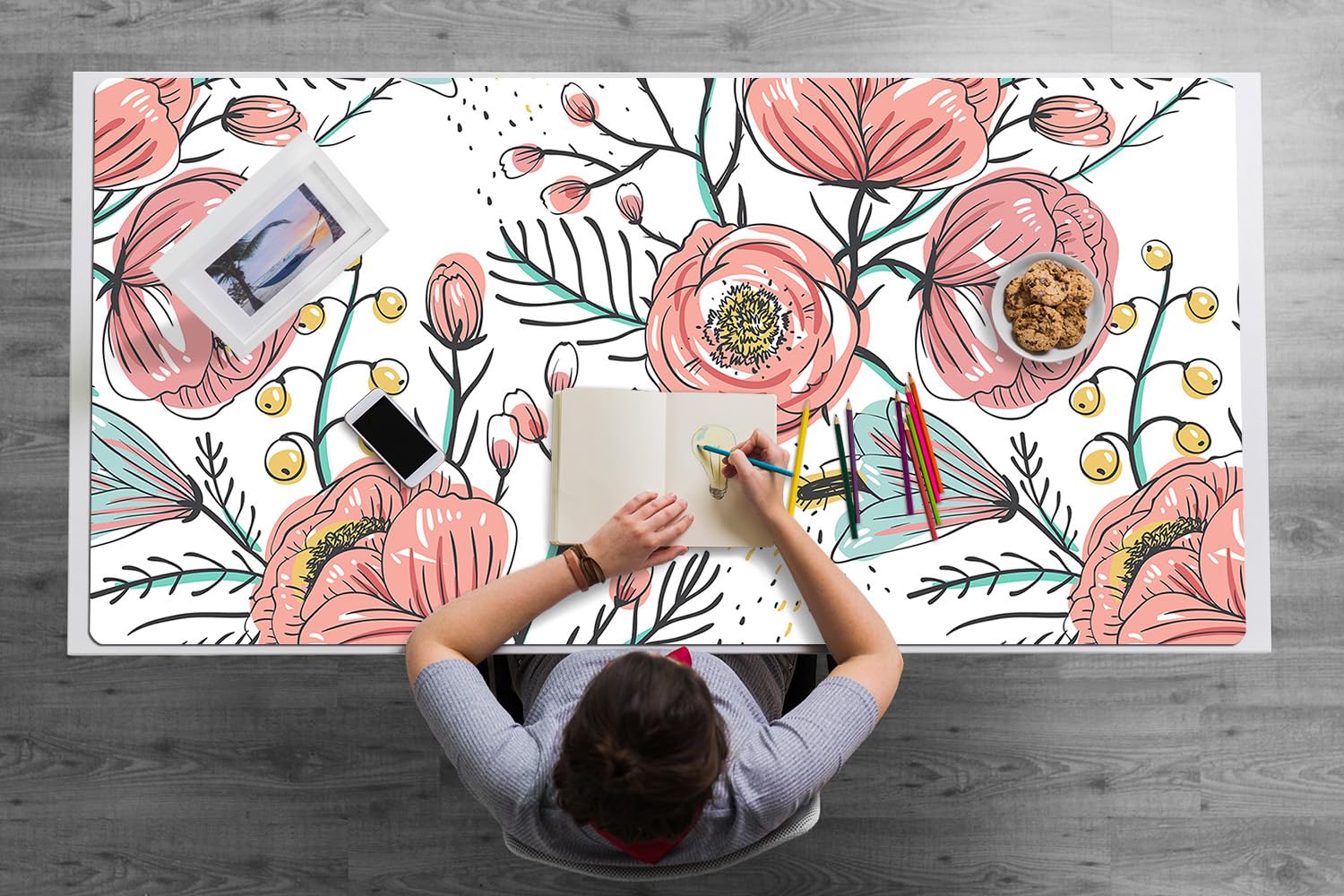 Sottomano da Scrivania 120x60 cm Facile da Pulire Antiscivolo Impermeabile per Ufficio e Casa in Vinile PVC Protezione e Decorazione Superficie Protettiva - Papaveri