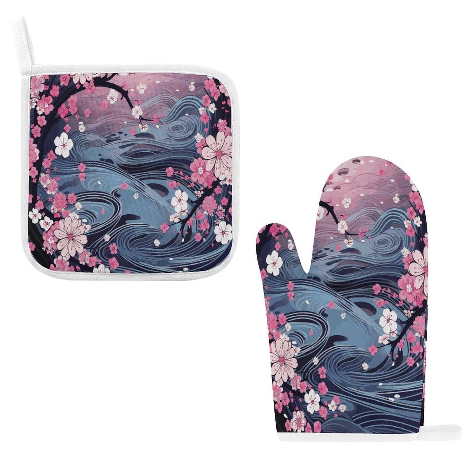 Fodpand Style Flower Japanese Oven Mitts And Pot Holders Sets