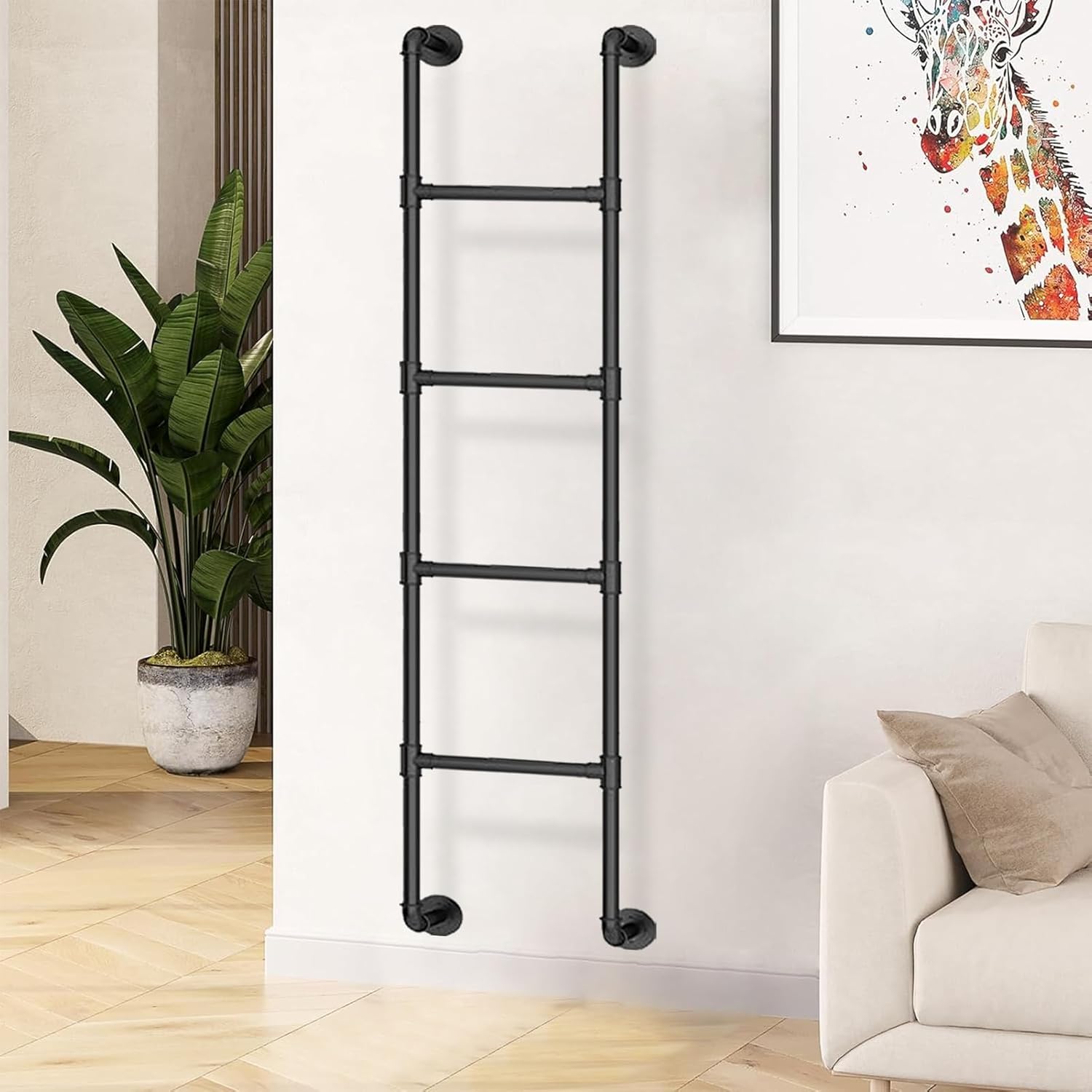 Heavy Duty Emergency Egress Ladder for Window Well，Industrial Iron Pipe Bunk Bed Ladder Wall Mounted Metal Step Ladder Multi-Purpose Loft Bed Straight Ladders(105cm/41in)