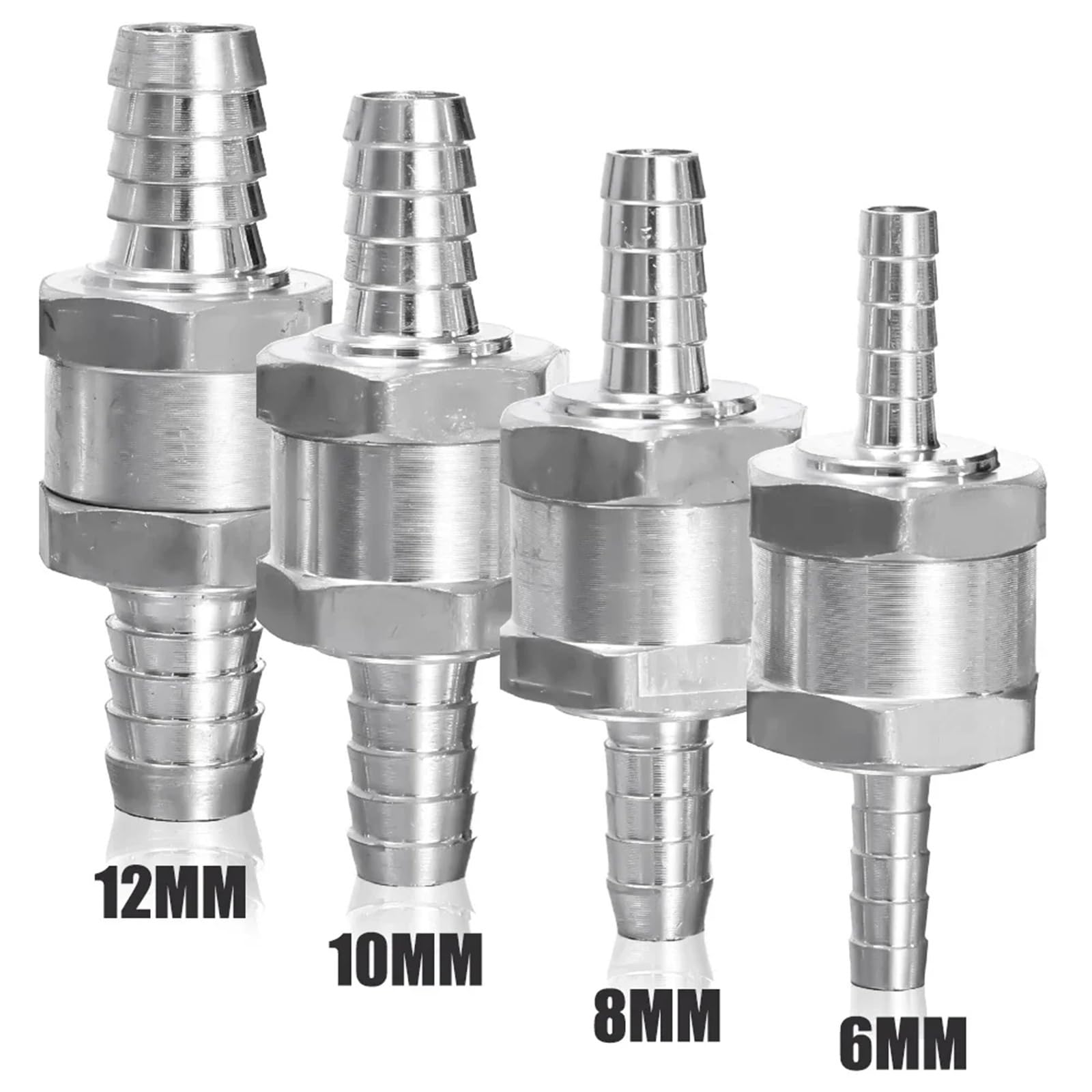 Zawór zwrotny paliwa samochodowego, zawór zwrotny, zasilanie olejem, pompa ręczna 6/8/10/12 mm, jednokierunkowy zawór zwrotny ze stopu aluminium do Peugeot Renault (4 szt. mieszane)