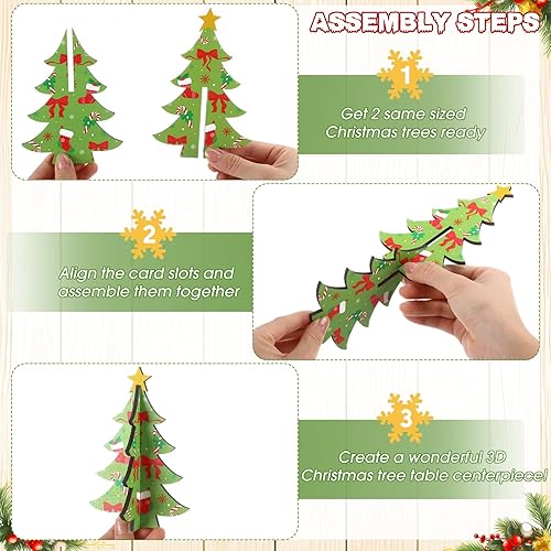 Vista 3 de Bucherry 5 piezas de árboles de Navidad de madera, decoraciones de mesa, árboles de Navidad rústicos 3D, centros de mesa de Navidad, letreros