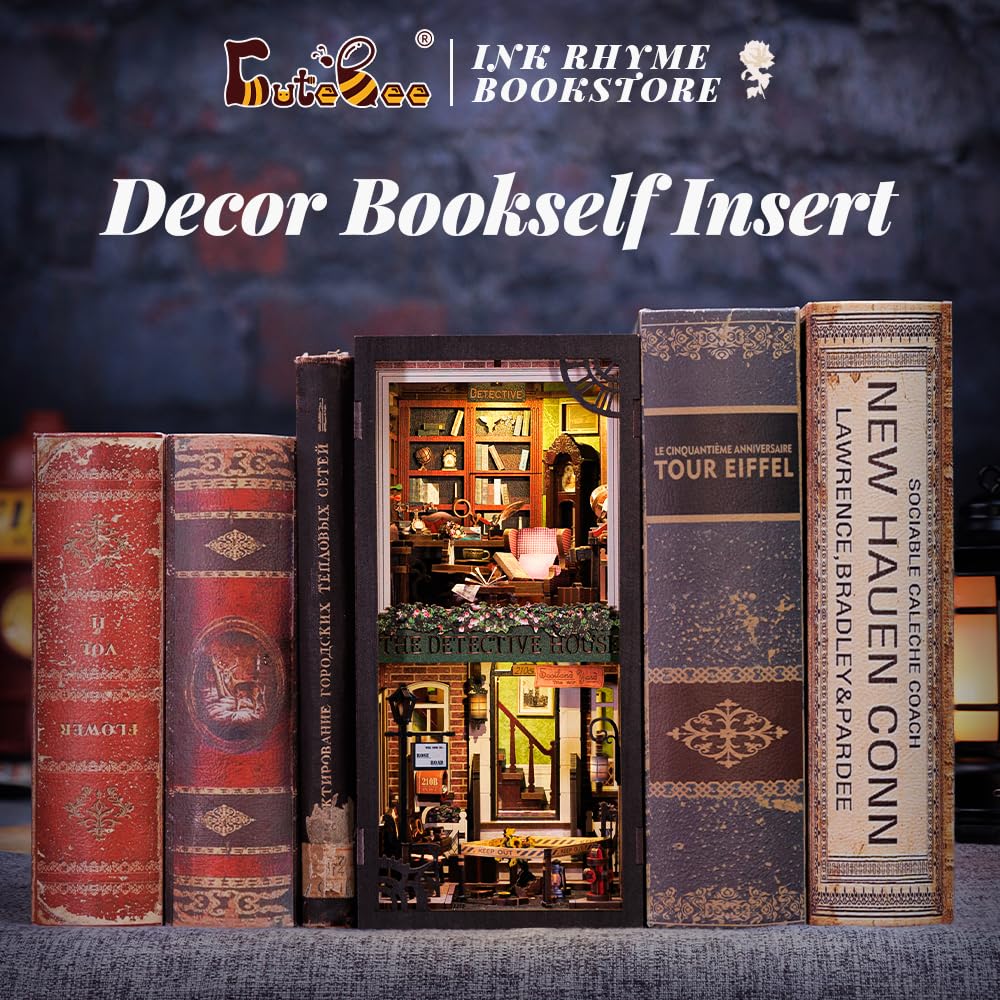 CUTEBEE - Diorama fai da te con protezione antipolvere, casa delle bambole in miniatura, con luce a LED, kit di modellismo per adulti, da costruire (Agenzia Detective Rose SZ02B)