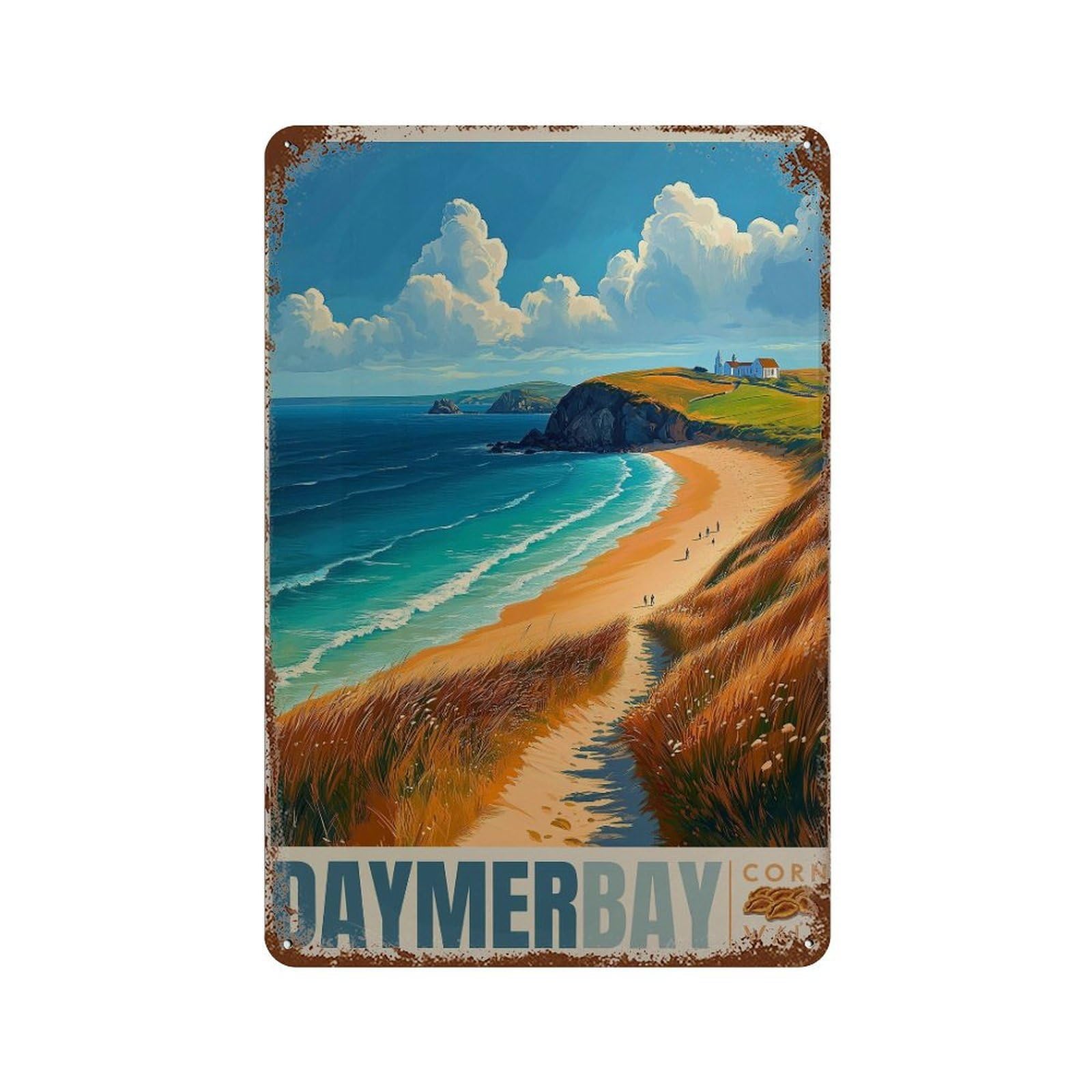 xiaoxiaoshen Daymer Bay Travel Cornwall Seaside England Wall Decor Art Metal Tin Poster Modern Home Decor Art Home Bar Shop Decorations Vintage Sign 30x20cm