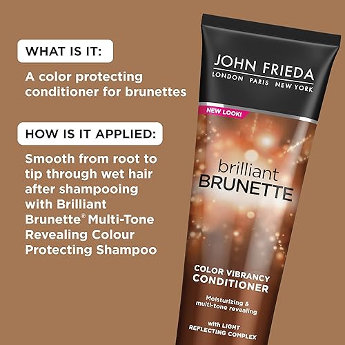 Miniatura 4 de John Frieda Brilliant Brunette - Acondicionador protector de color multitono para mantener el cabello tratado con color acondicionador