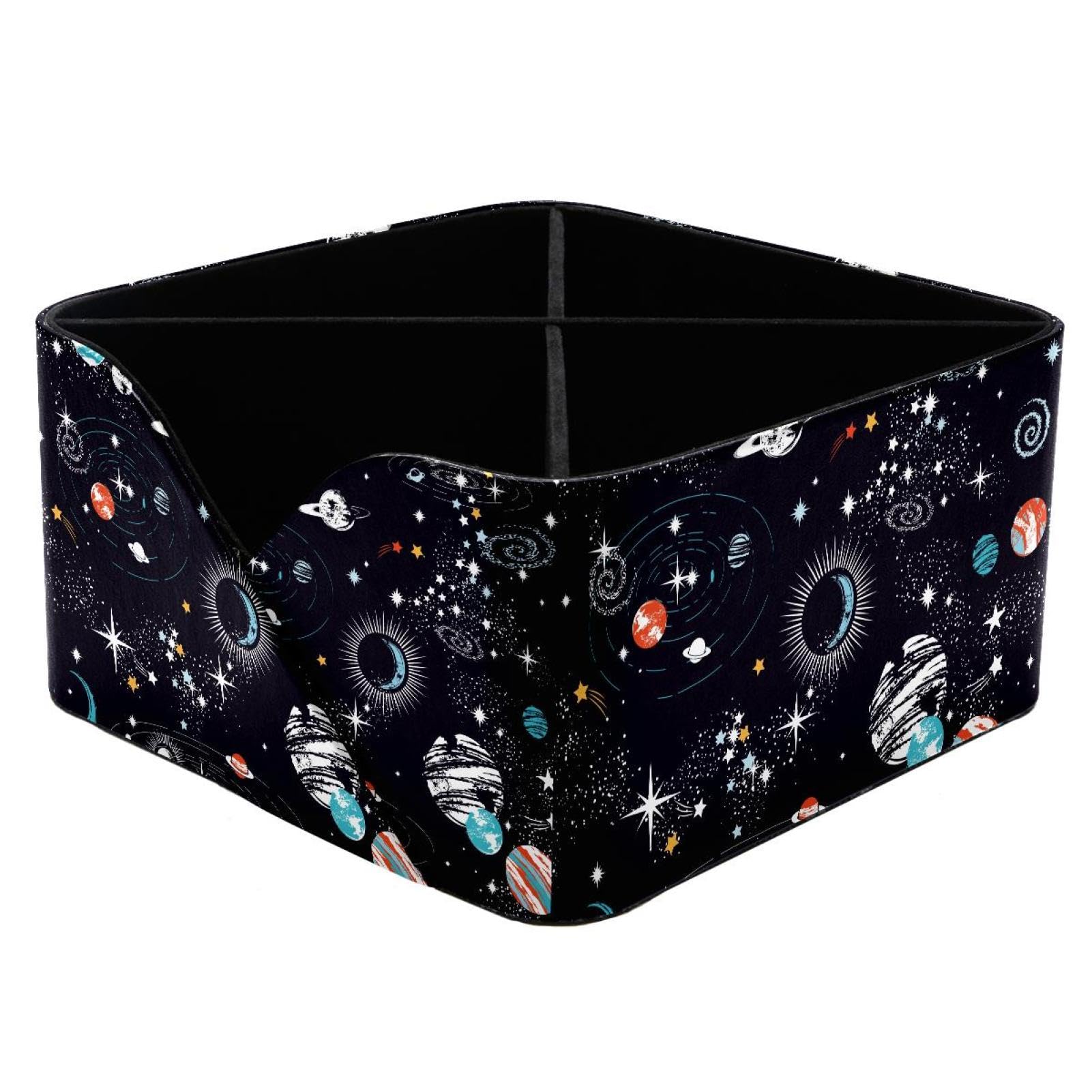 KengjuTesu Space Galaxy Zodiac Star Constellation Pattern Desktop Organizer Pen Holder, Rectangular Pencil Cup for Office, Study and Makeup Stations