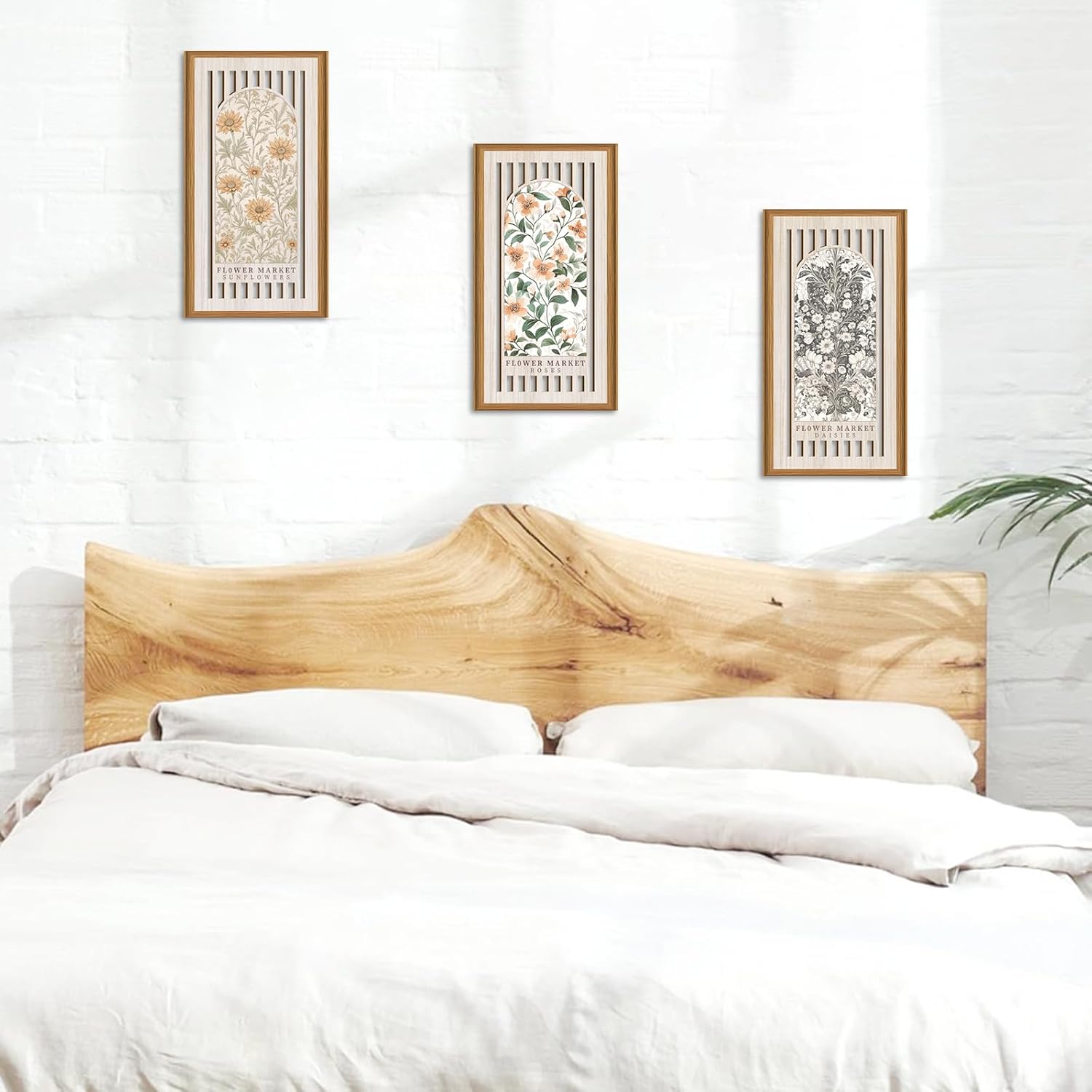 Ausril Boho Flower Wall Decor,Vintage Floral Wood Decor,Flower Market Artwork,William Morris Wall Art,Matisse Flower Art,Roses Sunflower Daisies Retro Wildflowers Sign for Home Living Room Bedroom