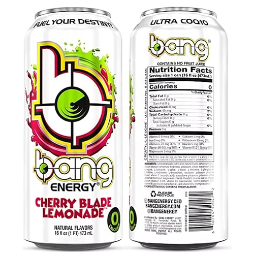 Miniatura 5 de Bebidas energéticas Bang  Paquete variado de limonada Cherry Blade  Purple Haze  Sour Heads  Blue Razz is Zero Calories  Bebidas energéticas sin