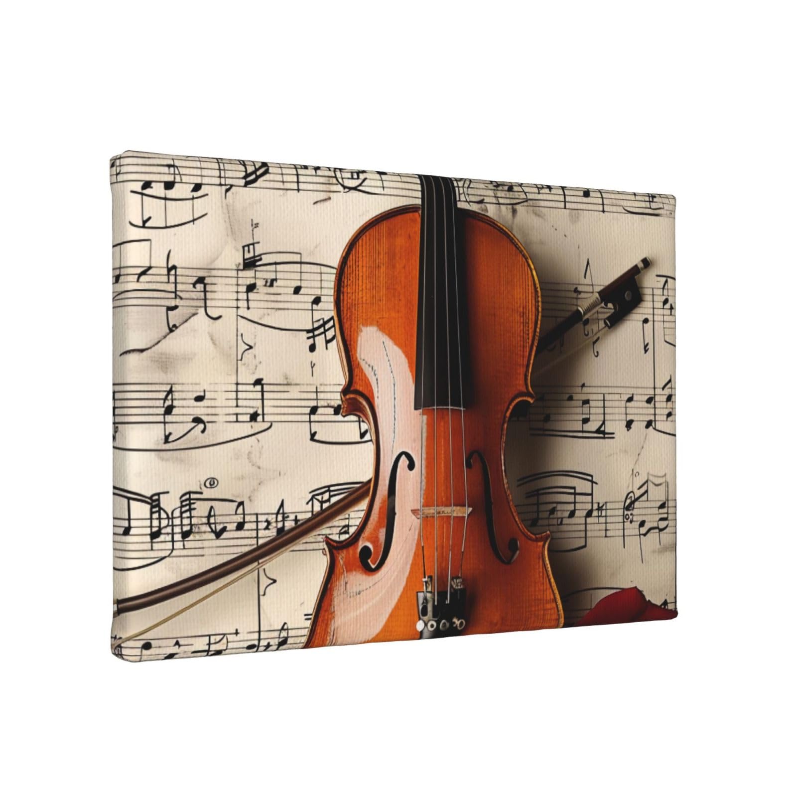 YKLJG Violin Sheet Music Printed Wall Art Canvas Painting 30x20 CM Wooden Framed Picture Painting Artwork Prints for Bedroom Kitchen Home Office Decor