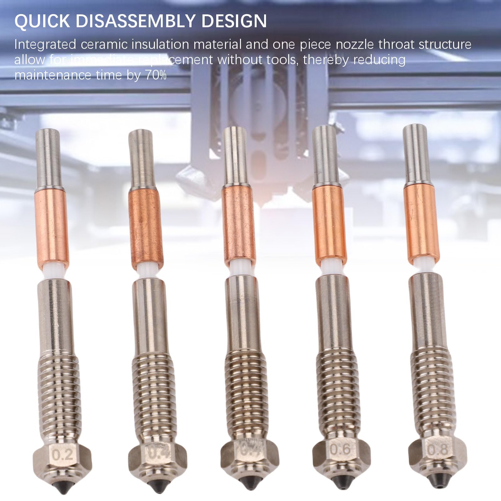 SIXRUN Boquillas Extrusoras Bimetálicas para Impresora 3D, Acero Endurecido y Aleación de Cobre, Resistencia Al Calor hasta 700 F, Perfectas para Usuarios de Impresoras QIDI Plus 4