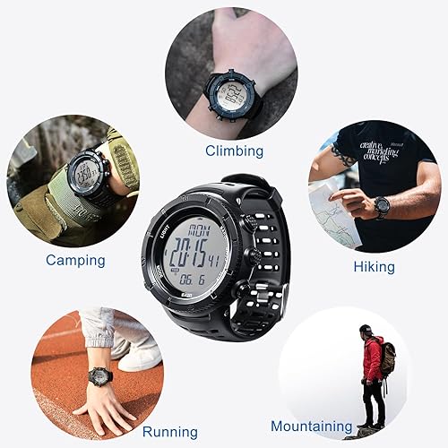 Vista 7 de EZON H001 Military Digital Watch for Men, Tactical Outdoor Adventure Watch with Altimeter, Barometer, Compass, Thermometer, SunriseSunset, Timer