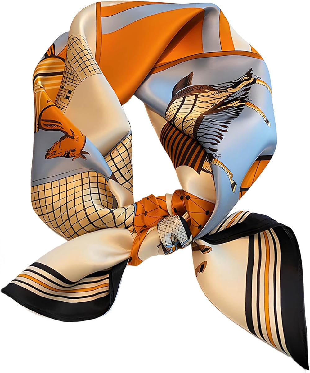 100% Mulberry Silk Scarf for Women Hair Lightweight Square Neckerchief Wrap For Head Scarves 21"