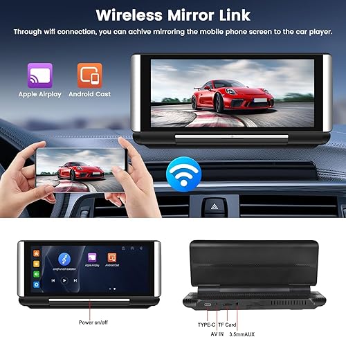 Miniatura 6 de Portable Wireless Carplay & Android Auto & Airplay Car Radio, 6.86" Foldable Dash Mount Car Screen Car Stereo, Carplay Screen for Car with Bluetooth