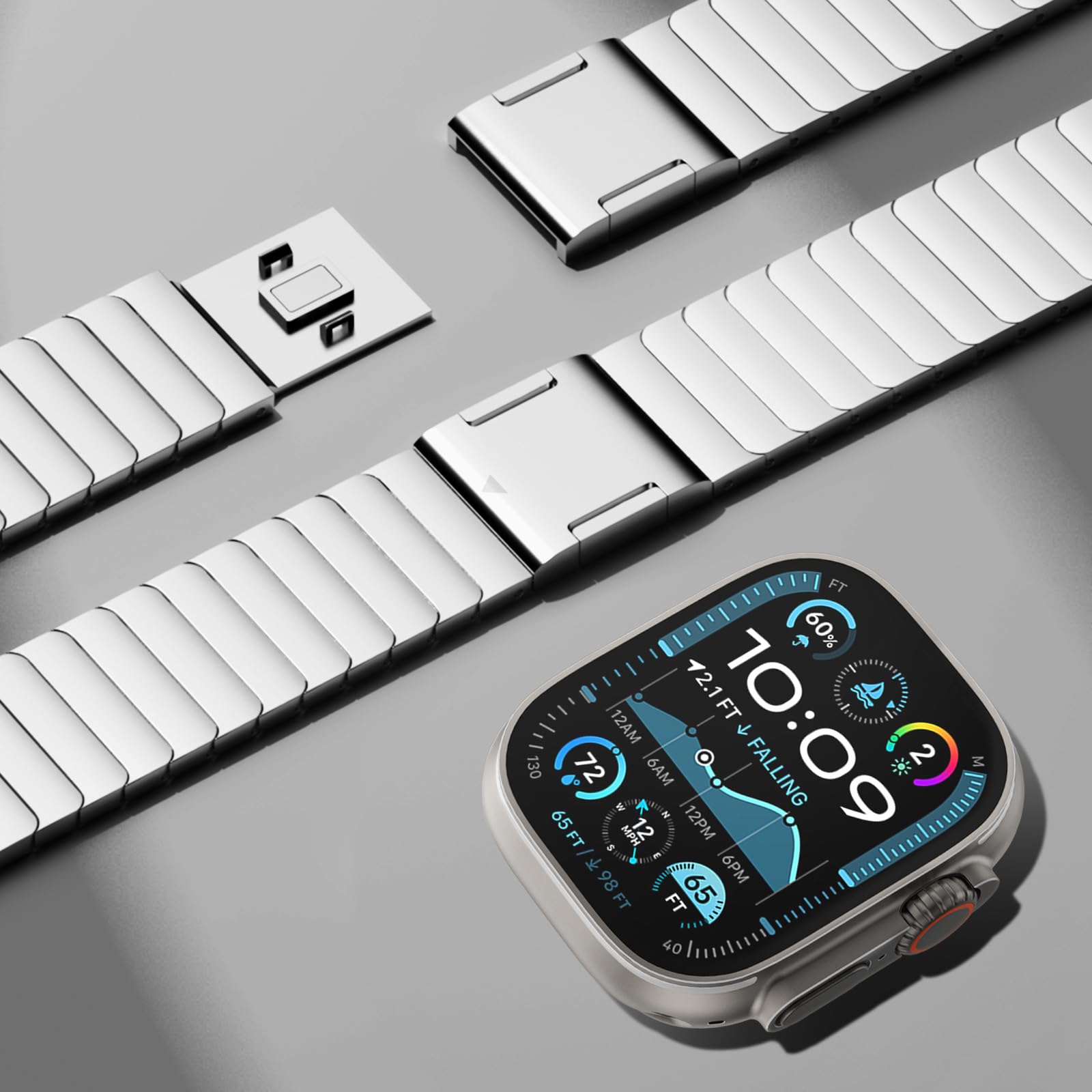 CHANCHY 49mm 46mm 45mm 44mm 42mm(Series 3 2 1) for Apple Watch Strap Stainless Steel links Strap replacement band for iwatch Ultra 3/Ultra 2 1/SE 3 2 1/Series 11 10 9 8 7 6 5 4 3 2 1,Silver - Image 3