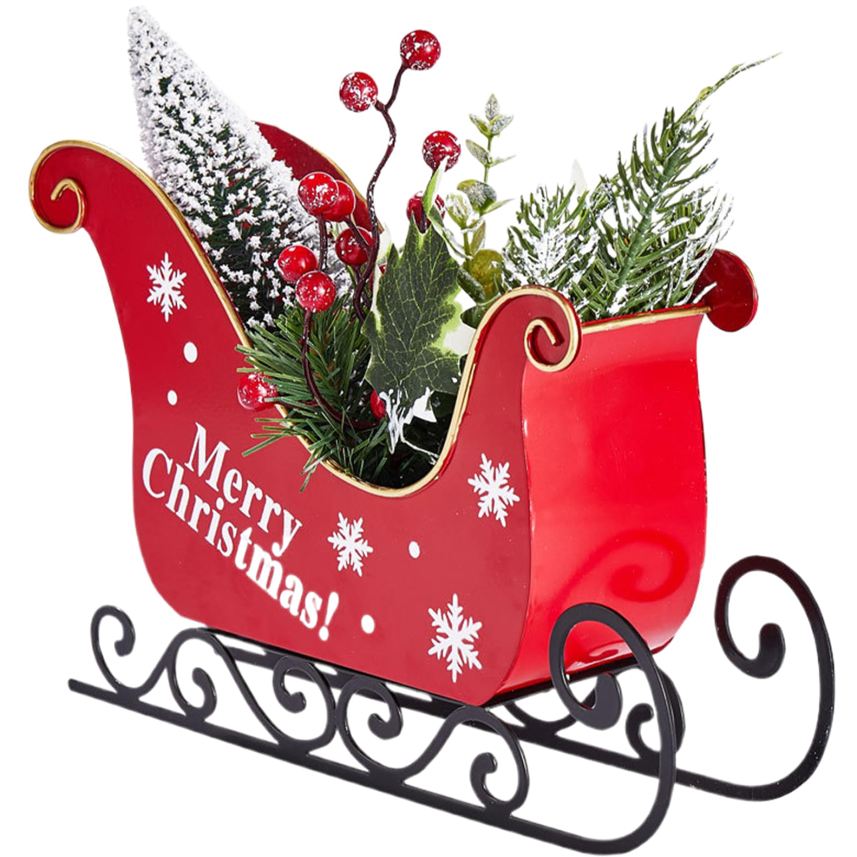 Ornamenti Natalizi Personalizzati Ornamenti Natalizi con Slitta Luminosa con Piante Artificiali Incantevole centrotavola Wi