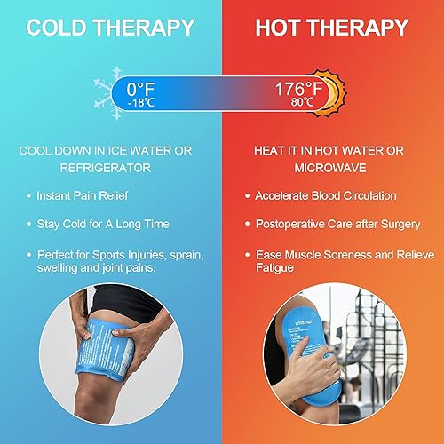 Miniatura 6 de Tutmyrea Paquete de 2 paquetes de hielo de gel, paquetes de hielo flexibles de 9 x 5.1 pulgadas para lesiones reutilizables, compresa caliente y