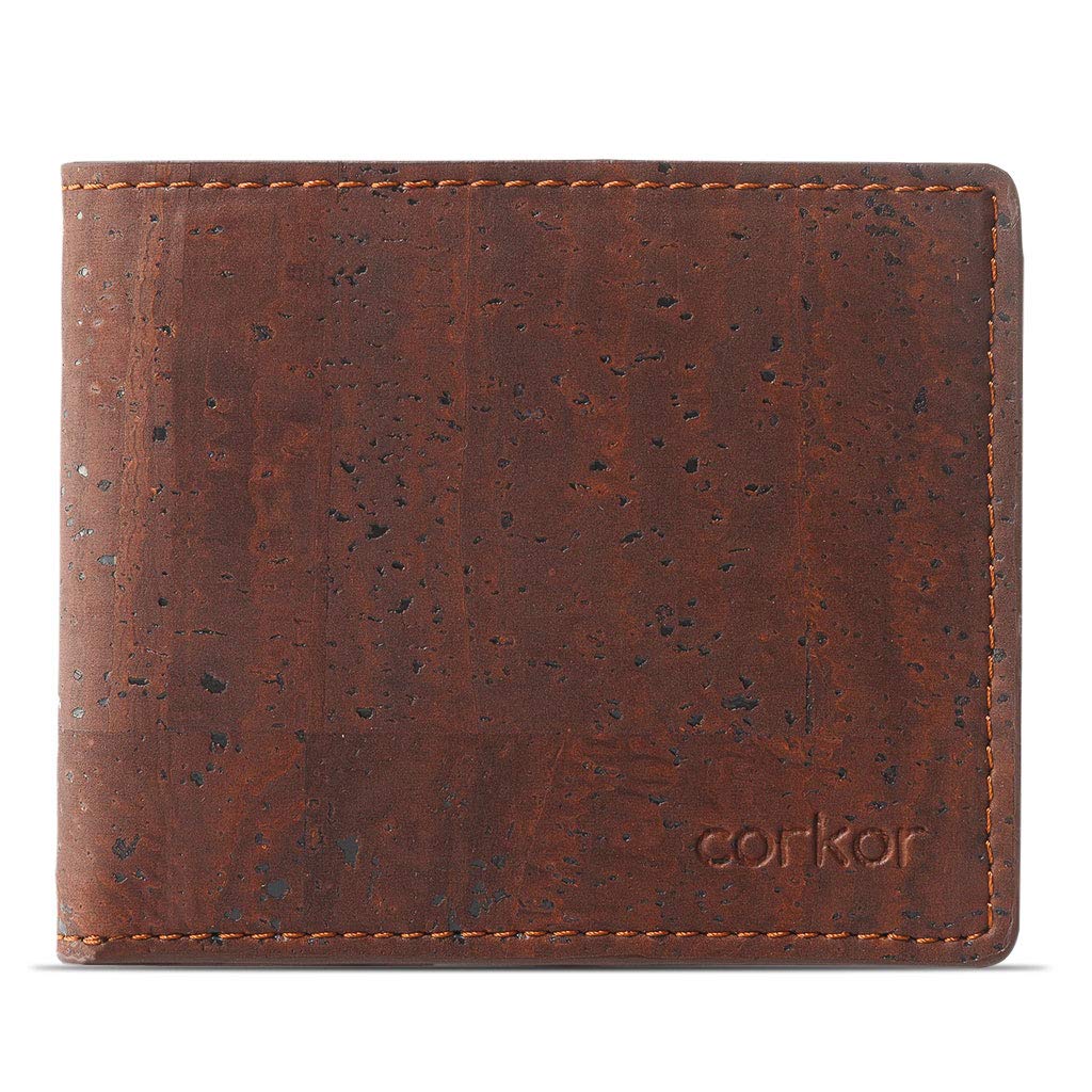 Corkor Cork Passcase Wallet – Non-Leather Bifold Wallet – Men’s Wallet - RFID Blocking-Vegan Leather–Eco Friendly-Brown