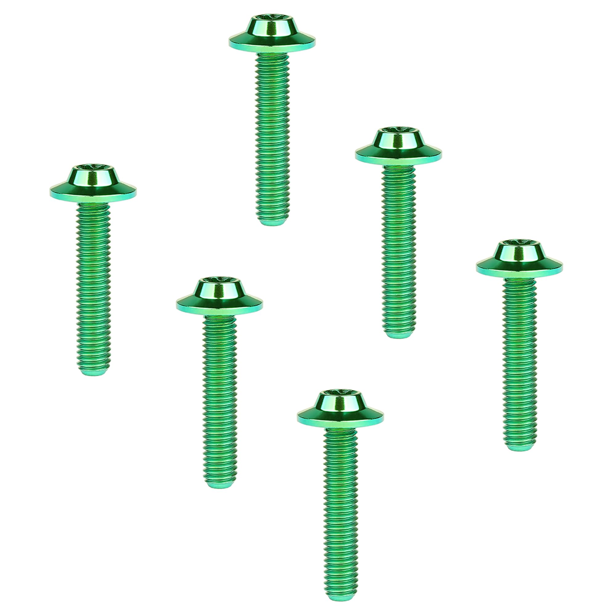 DWAMMEBRS Bolt M5 M6x10 12 15 20 25 30 35mm T25 T30 Torx Head Screw Pack of 6(Green,M6x30mm)