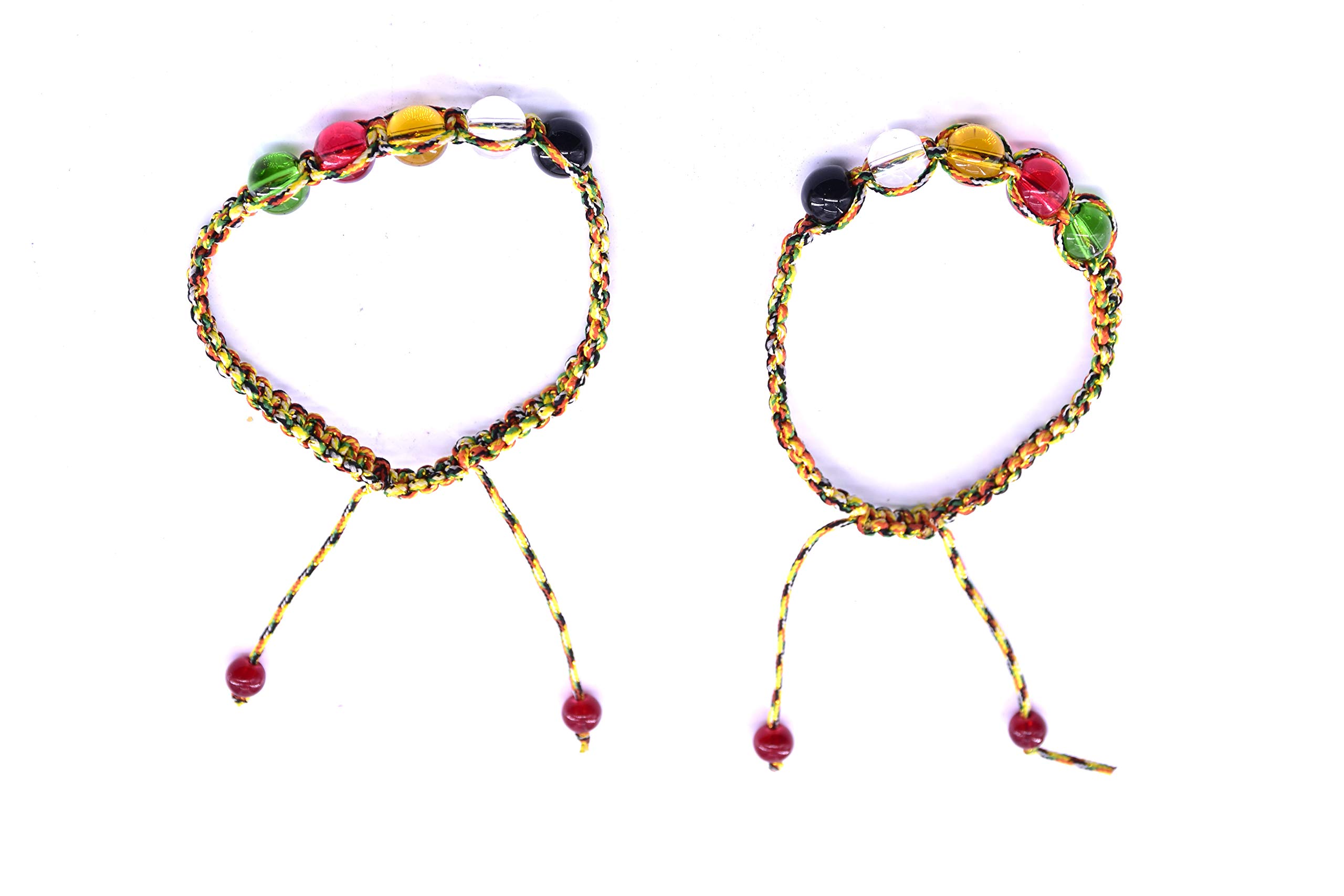 5 Element Bead Bracelet- with 5 Colors Adjustable String for Element Balance (2 pcs)