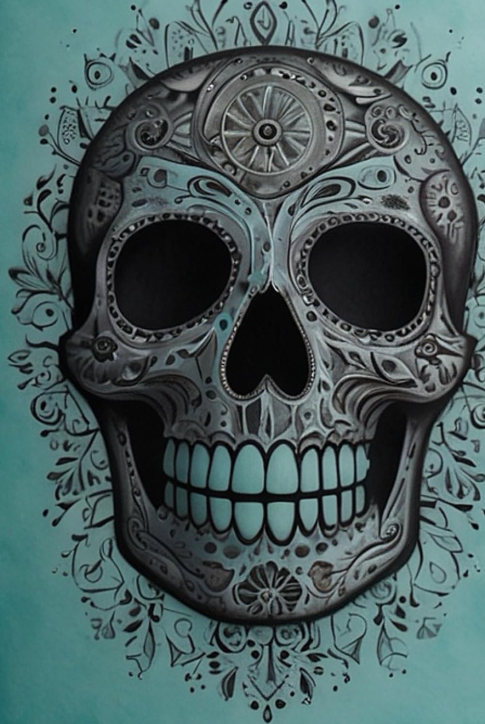 Turquoise Sugar Skull Journal Notebook Lined Pages