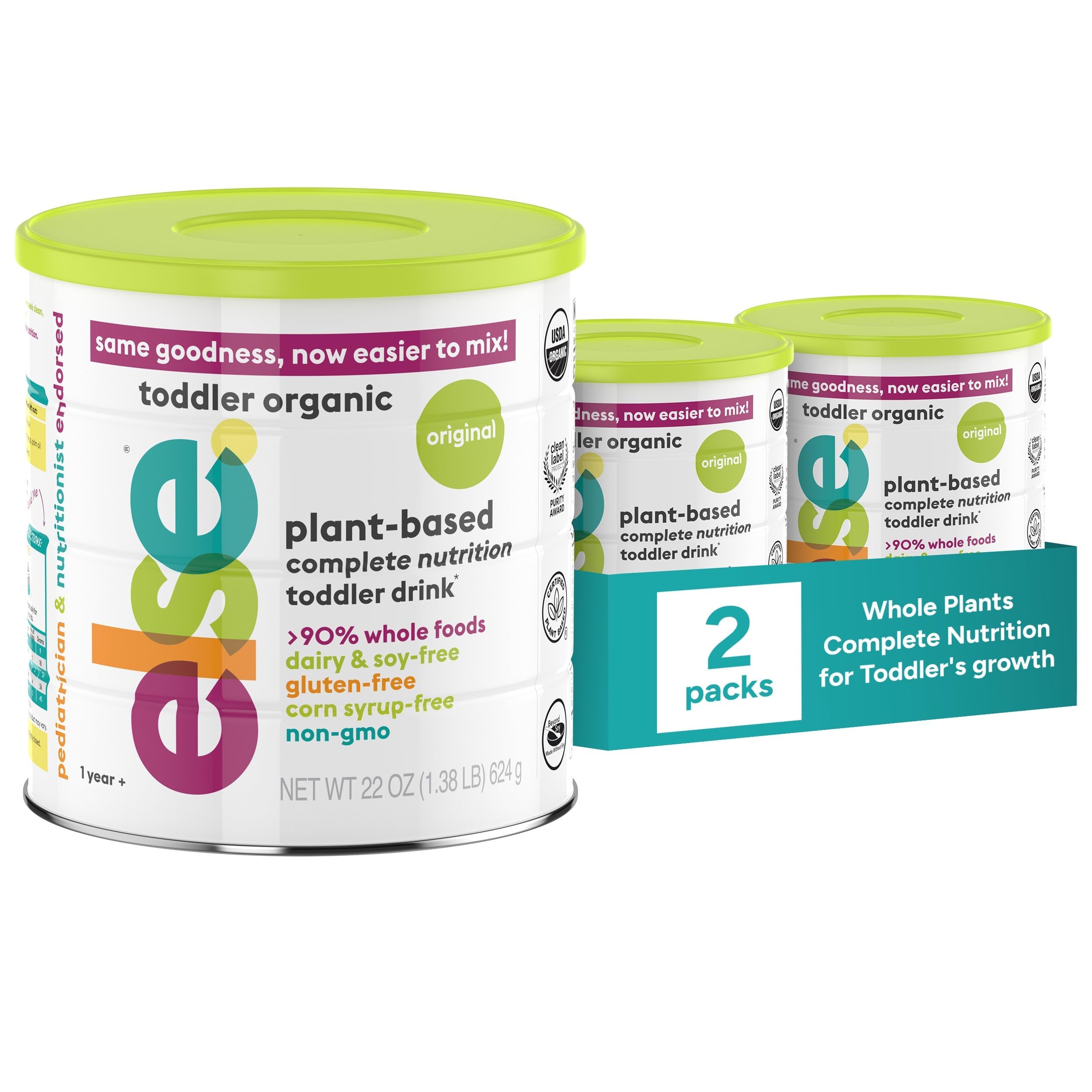 ELSE NUTRITIONOrganic Value Toddler Formula 12-36m, Plant Based, Dairy Alternative,Complete Nutrition, made from Whole Foods ingredients, 24.3 ounce (VALUE pack of 2)