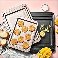 Vista 2 de Non-Stick Rectangle Baking Pan Carbon Steel Sheet Oven Tray for Biscuit Pie Pizza Roast Muffin Bread Bakeware(Black S)