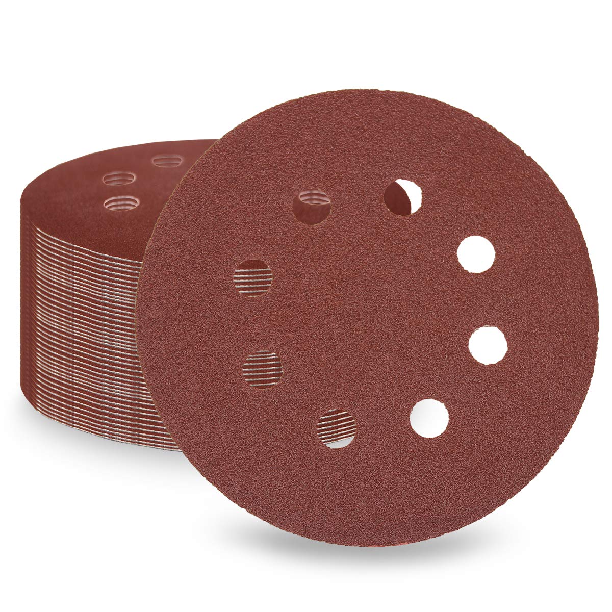80 Grits 100pcs Sanding Discs, 125mm / 5 inch 8 Holes Quick Change Discs Hook & Loop Sandpaper Discs Polishing for Orbit Orbital Sanders and All Oscillating Tools