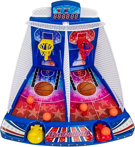 Merchant Ambassador Retro Arcade Electronic Baloncesto - Juego de mesa, marcador eléctrico, efectos de sonido, 2 jugadores, a partir de 6 años