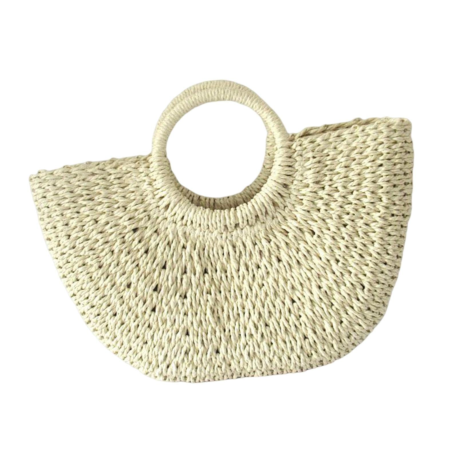nivaa Fashion Straw Handbag Tote Clutch Wallet Top Handle Women Woven Bag Travel Beige-picture-6