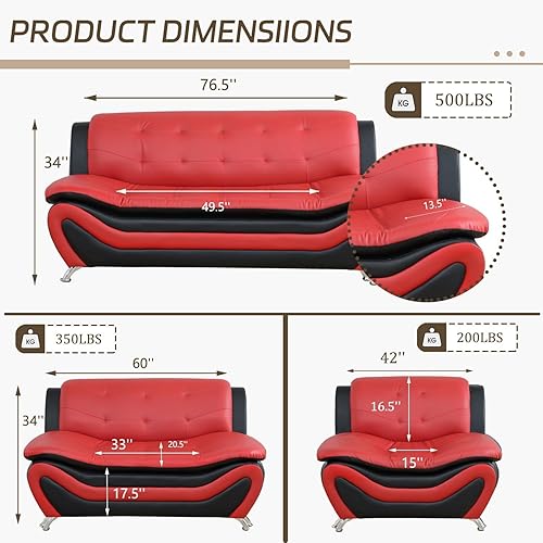 Miniatura 2 de Juego de muebles contemporáneos de sala de estar, juego de sofá de piel sintética para sala de estar, casa, dormitorio, oficina, apartamento