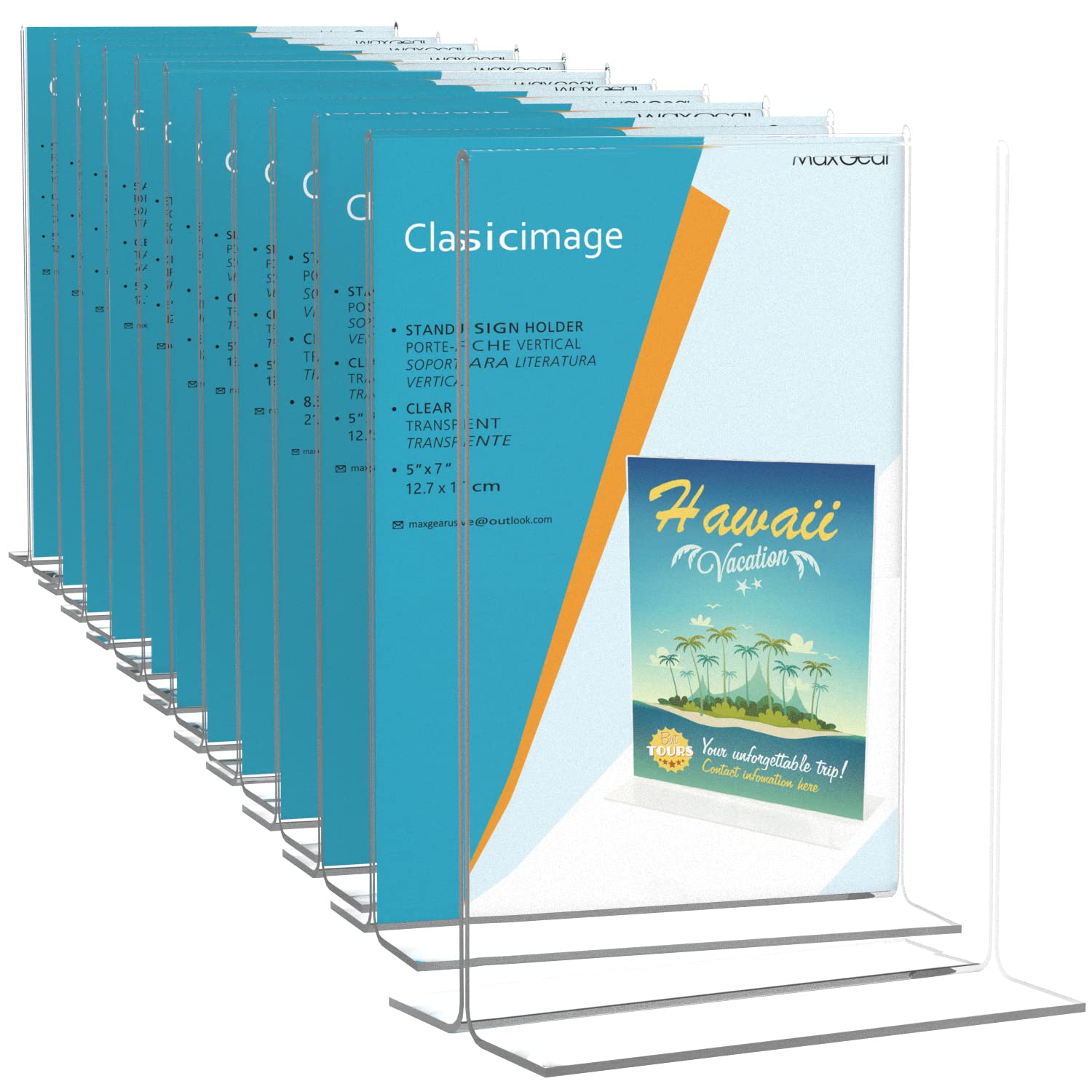 Buy MaxGear Acrylic Sign Holder 5x7 inches 12 Pack, Table Paper Display Stand Clear Sign Frame