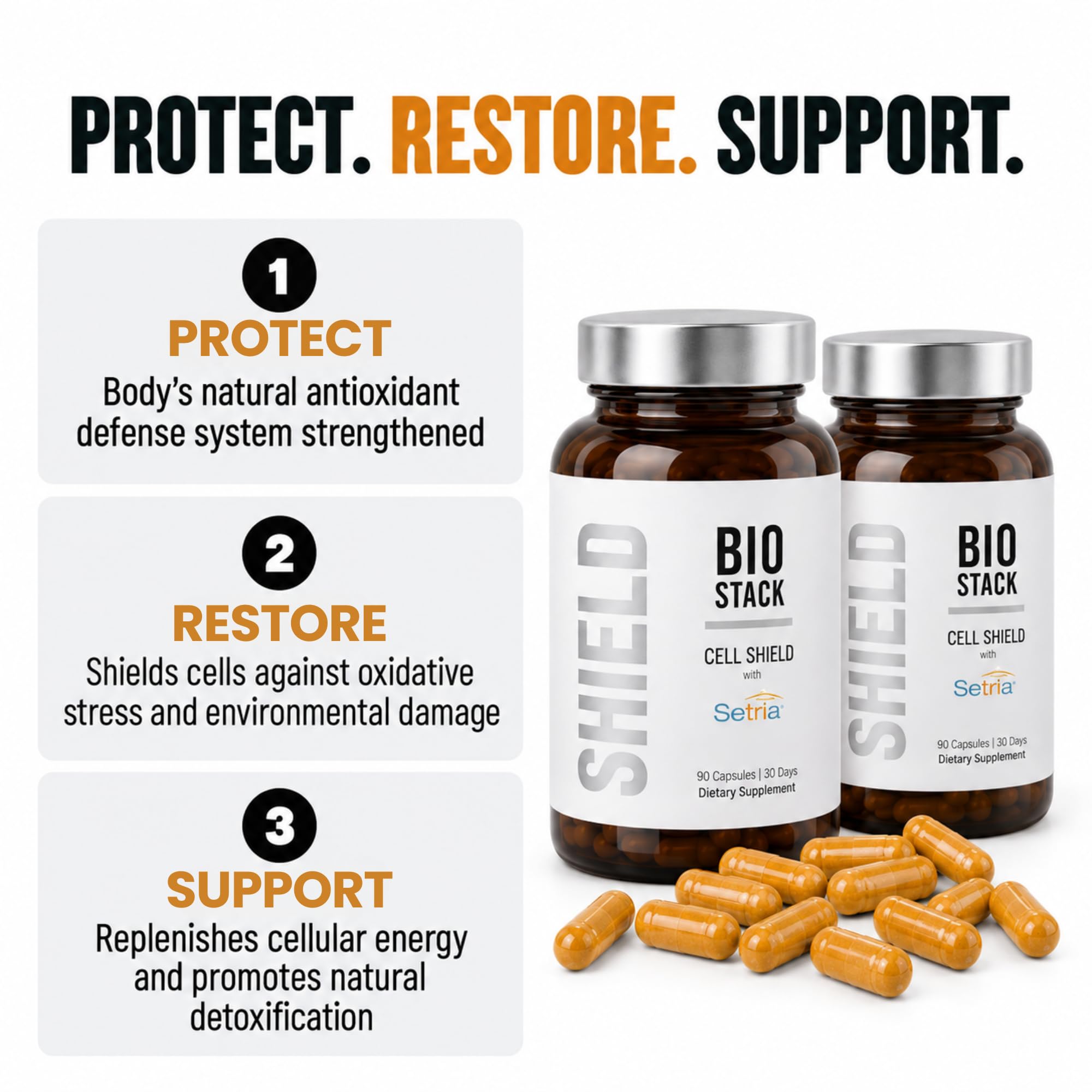 BIOSTACK Cell Shield with Setria Glutathione | Liposomal Supplement with Vitamin C, Turmeric, and C3 Curcumin Complex | Pure Reduced L-Glutathione 500mg — Amazon image 3