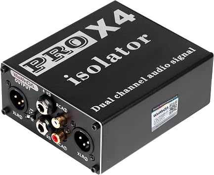 Multi Channels XLR RCA 1/4 6.35 1/8 3.5 Ground Loop Noise IsolatorNo Reduce Bass Gold Coating Audio Hum Eliminator Speaker Noise Filter Aluminum Shell for HIFI Stereo Audio Player Black