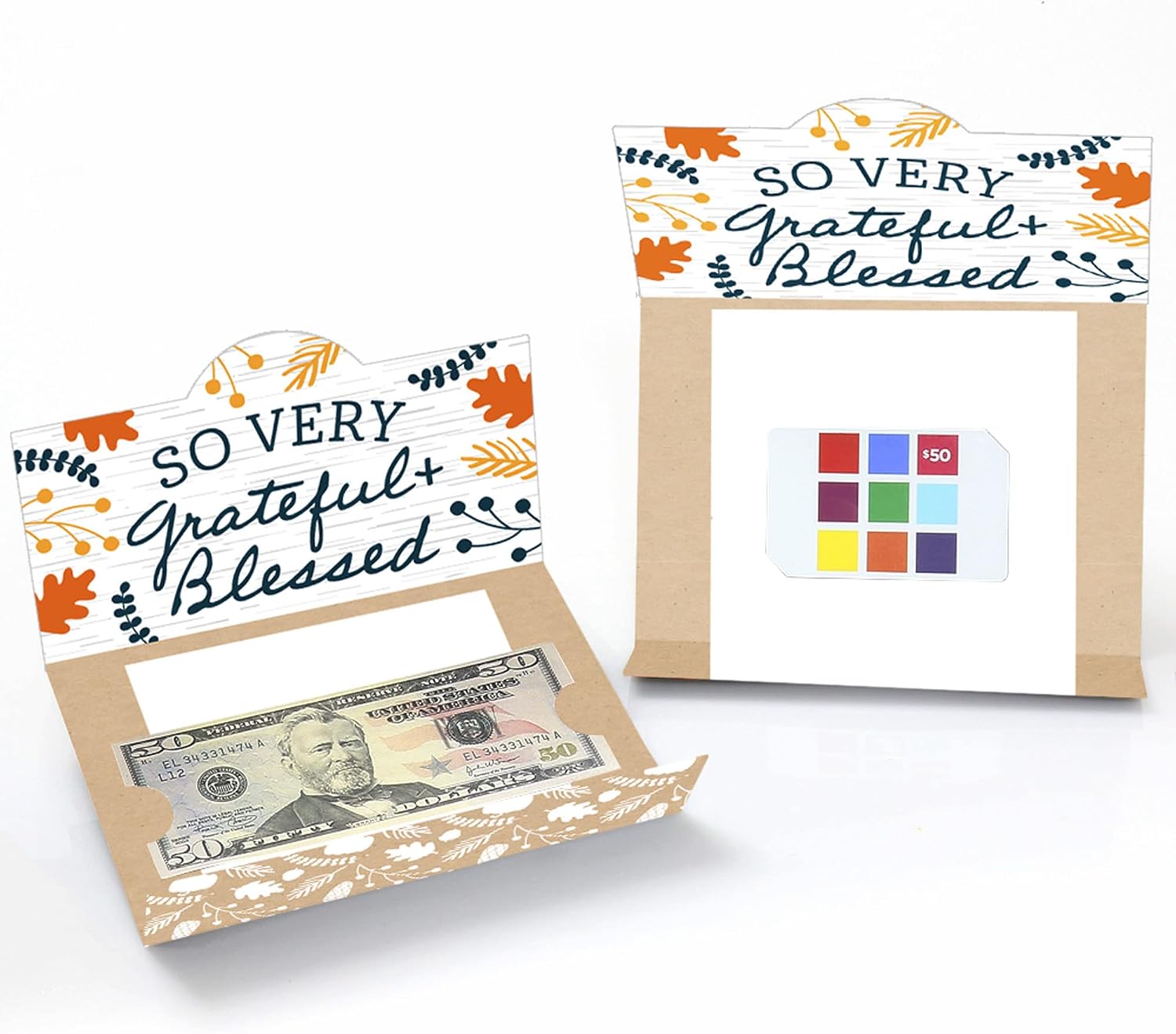 Big Dot of Happiness Happy Thanksgiving - Fall Harvest Party Money And Gift Card Holders - Set of 8