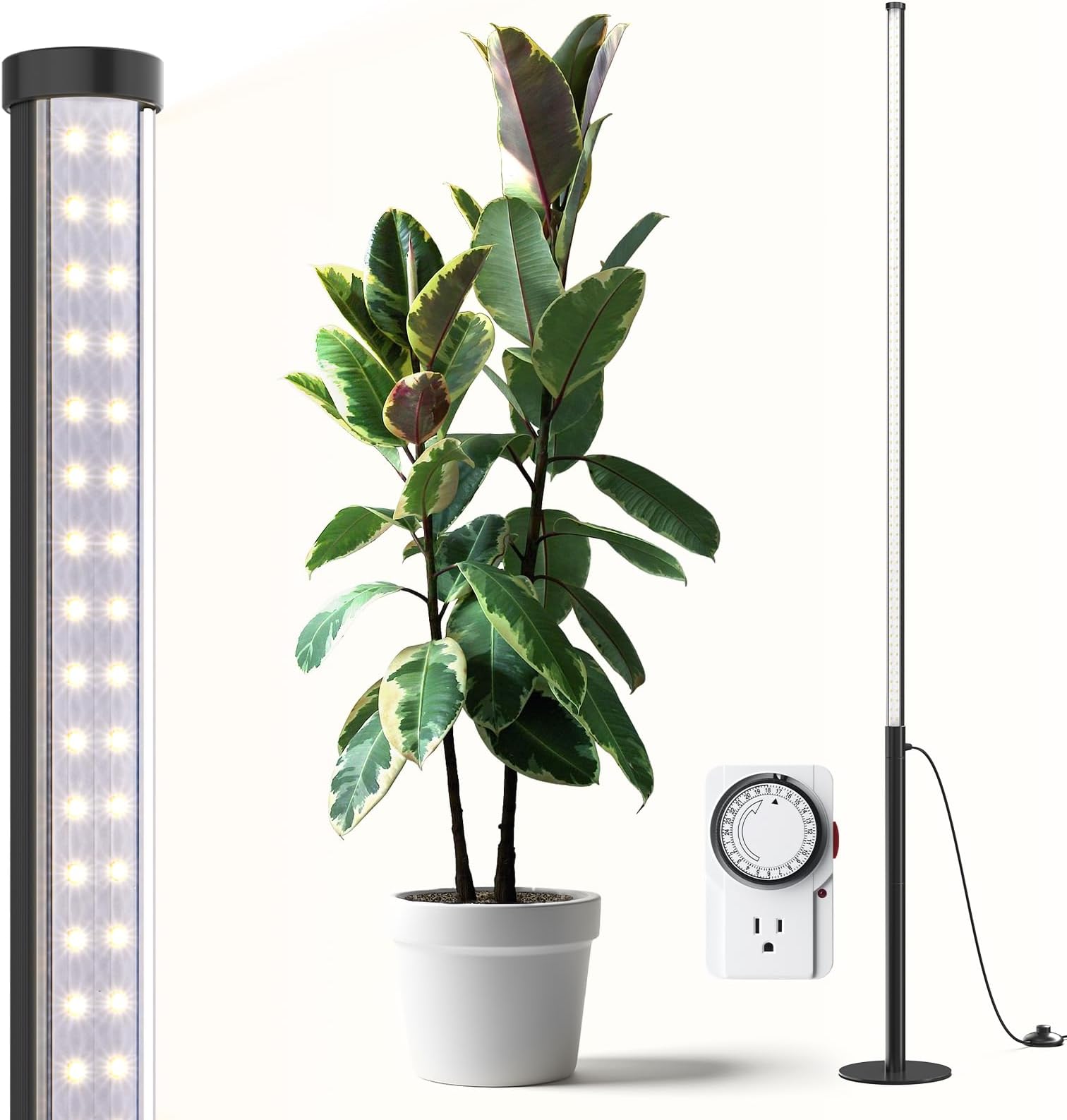 Barrina T10 Pro Standing Grow Light with Timer, 42W, 5000K, Full Spectrum Vertical Tall Grow Lights for Indoor Plants, Wide Coverage, 4FT to 5.6FT Height with Foot Switch, for Flower and Tall Plants