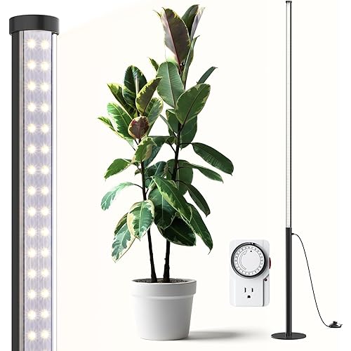 Barrina T10 Pro Standing Grow Light with Timer, 42W, 5000K, Full Spectrum Vertical Tall Grow Lights for Indoor Plants, Wide Coverage, 4FT to 5.6FT Height with Foot Switch, for Flower and Tall Plants