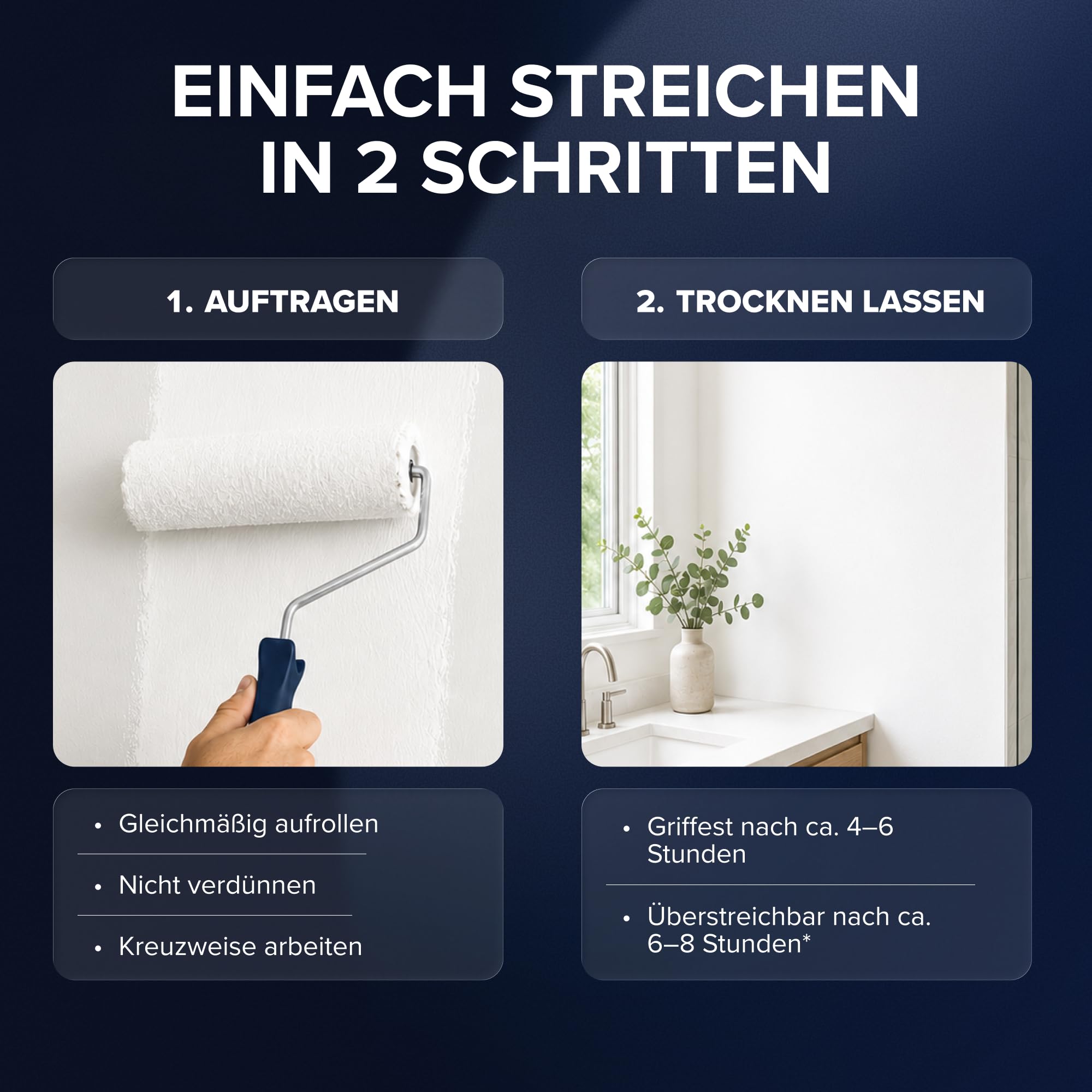 Plid® Pintura blanca para baño y cocina para todas las paredes [fuerte protección contra el moho] – Color interior blanco para todas las paredes – Pintura antimoho para habitaciones húmedas y baños