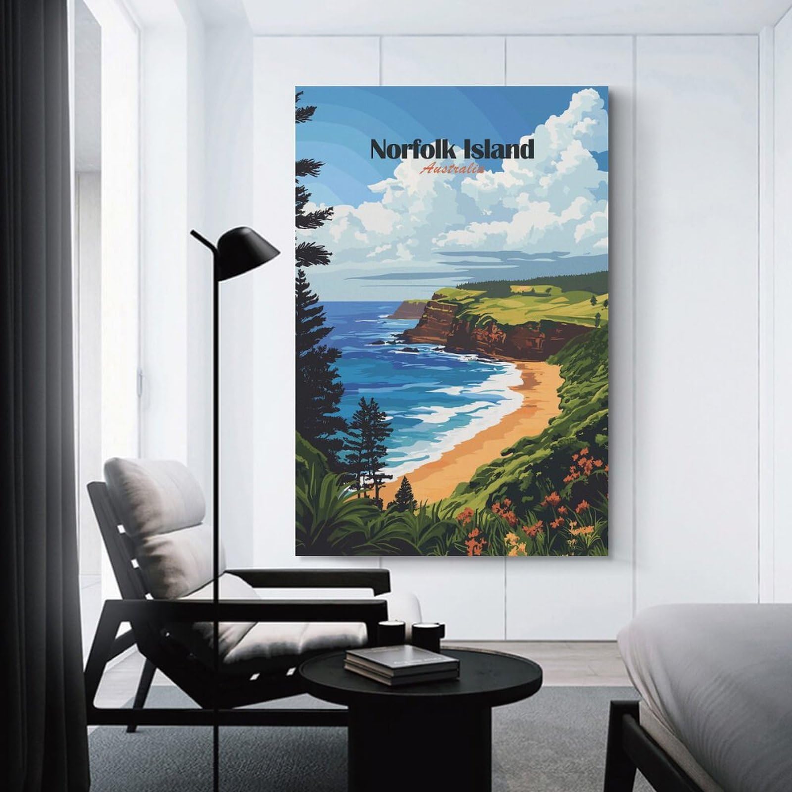 Junmoney Norfolk Island Beach Hanging Wall Art 24x36inch(60x90cm), for Bedroom Walls, Guest Spaces Or Lounges, An Easy Wall Refresh for Bedrooms